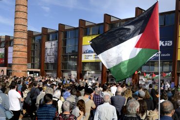 Geldialdia egin du Durangoko Azokak Palestinaren genozidioa salatzeko helburuz